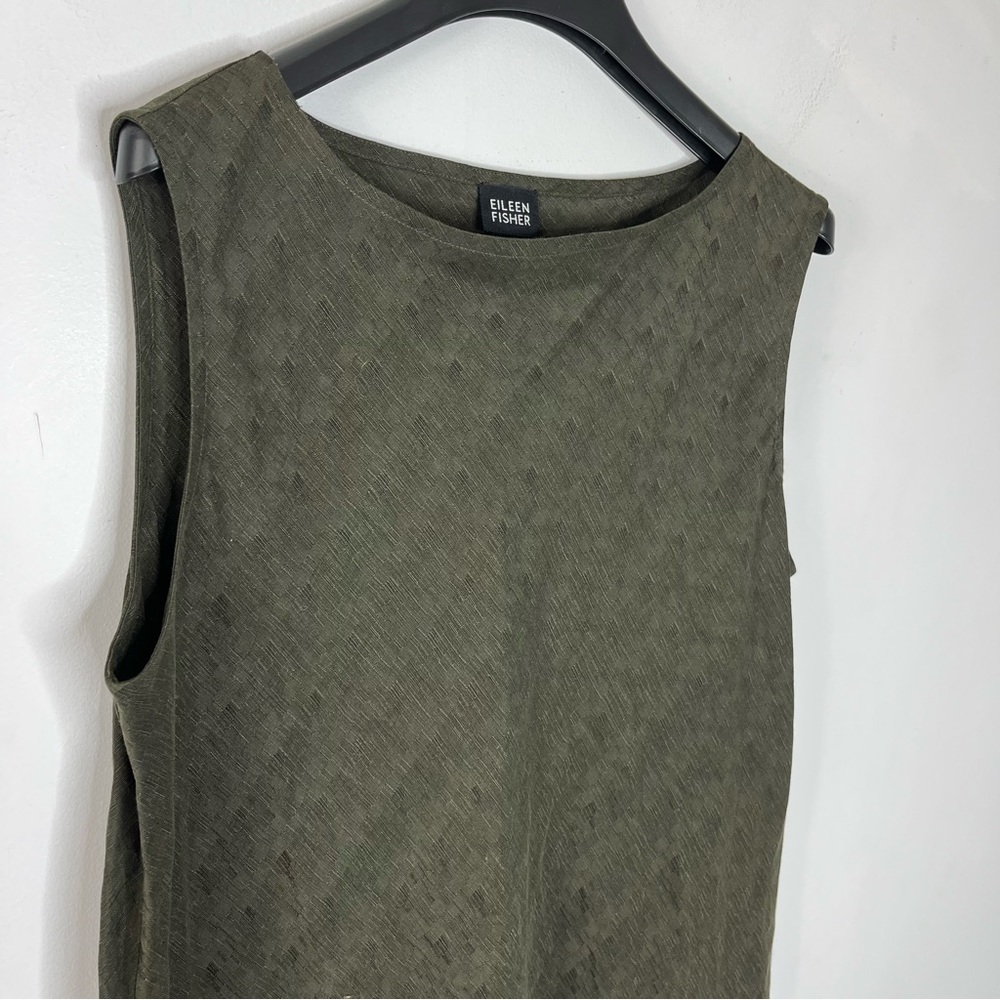 Eileen Fisher Size Large Shift Maxi Silk Linen Textured Dress - Picture 6 of 6